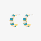Striped Enamel Gold Hoop Earrings