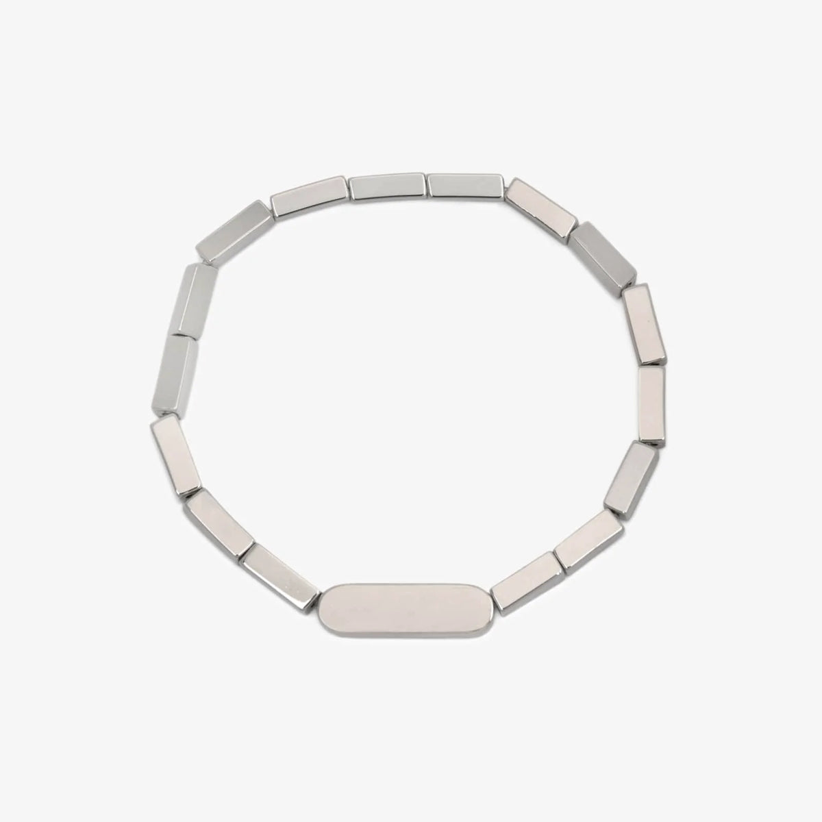 Engravable Rectangle Bead Stretch Bracelet