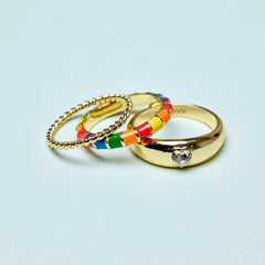 Rainbow Enamel Ring Stack