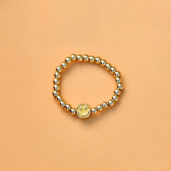 Happy Face Gold Bead Stretch Ring
