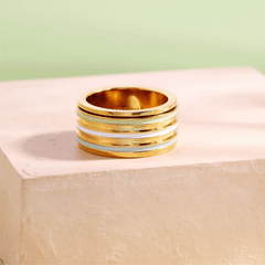 Wide Enamel Stripe Fidget Ring