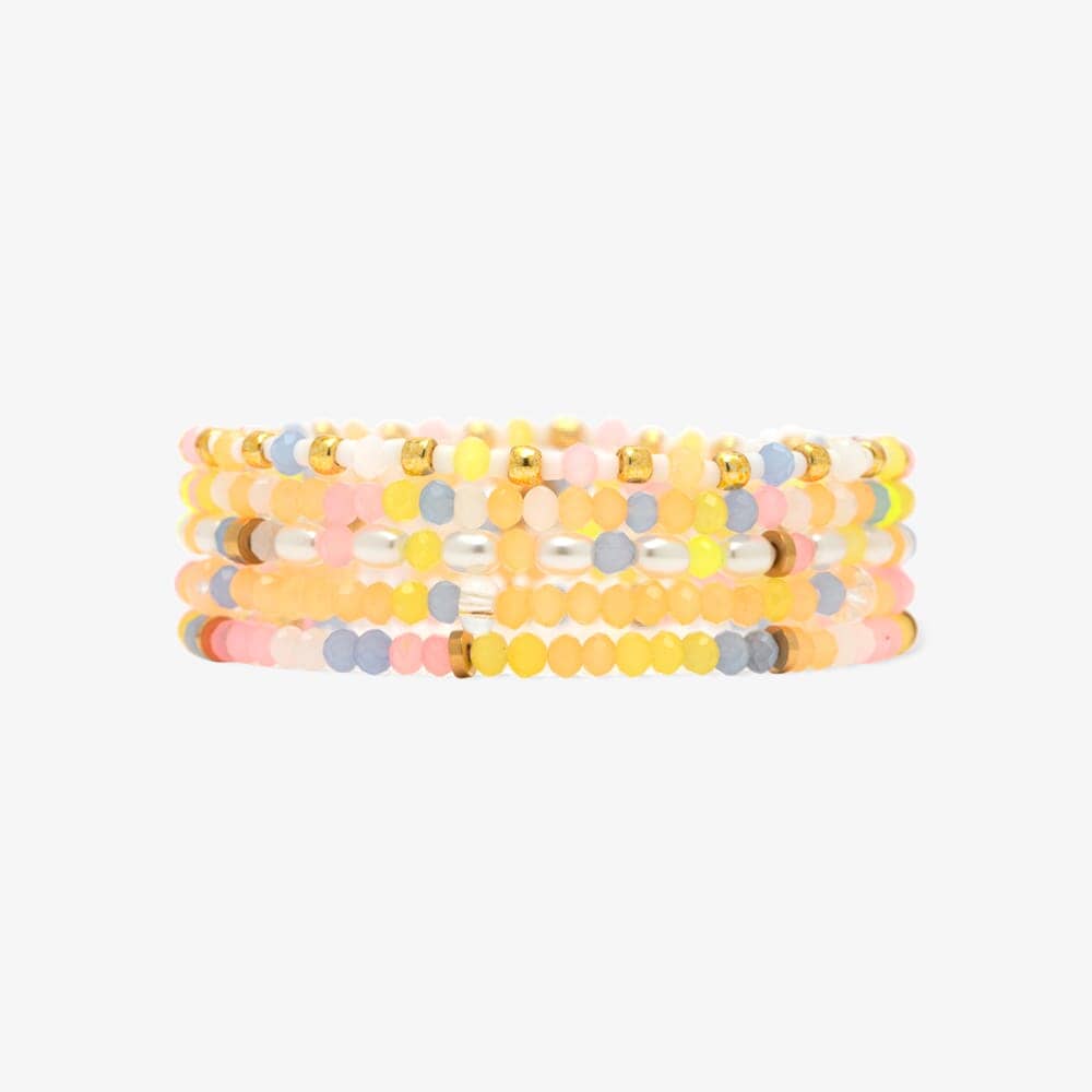 Frosted Bead Stretch Bracelet Set of 5