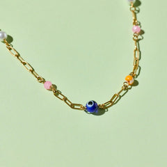 Salina Mixed Bead Paperclip Chain Choker