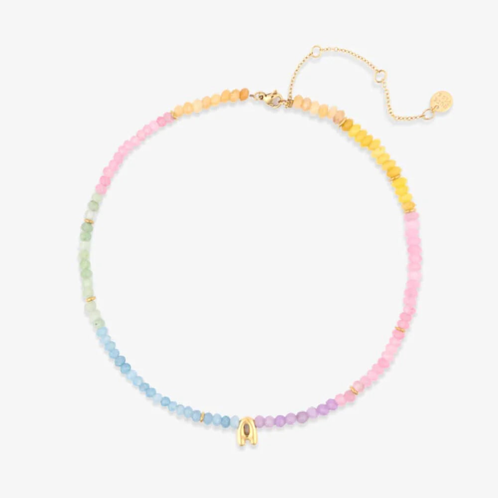 Initial Ombre Stone Bead Choker