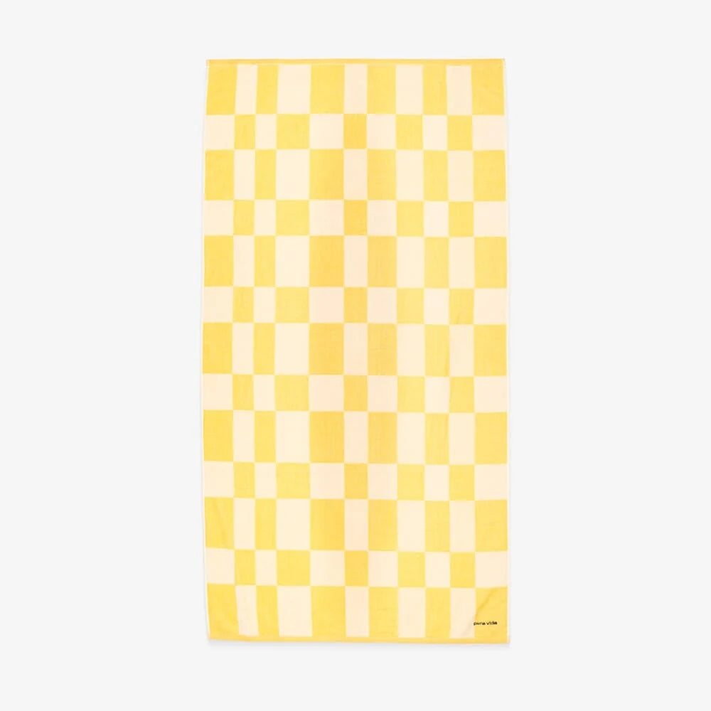 Yellow & White Checkerboard Towel